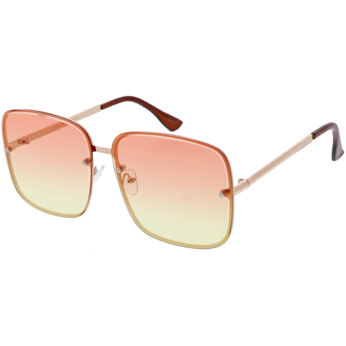 Luxe Chic Rimless Gradient Lens Square Oversize Sunglasses  D103