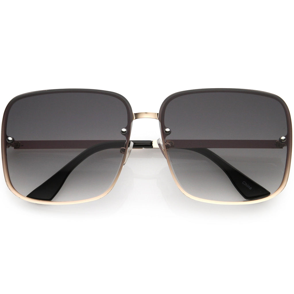 Luxe Chic Rimless Gradient Lens Square Oversize Sunglasses  D103