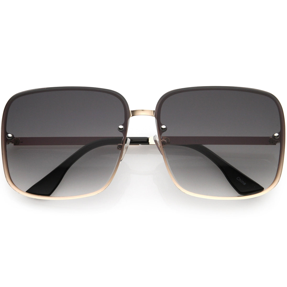 Luxe Chic Rimless Gradient Lens Square Oversize Sunglasses  D103