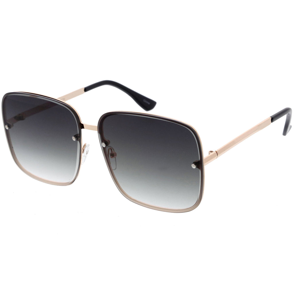 Luxe Chic Rimless Gradient Lens Square Oversize Sunglasses  D103
