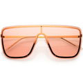 Sleek Oversize Full Rimless Flat Top Square Shield Sunglasses D106