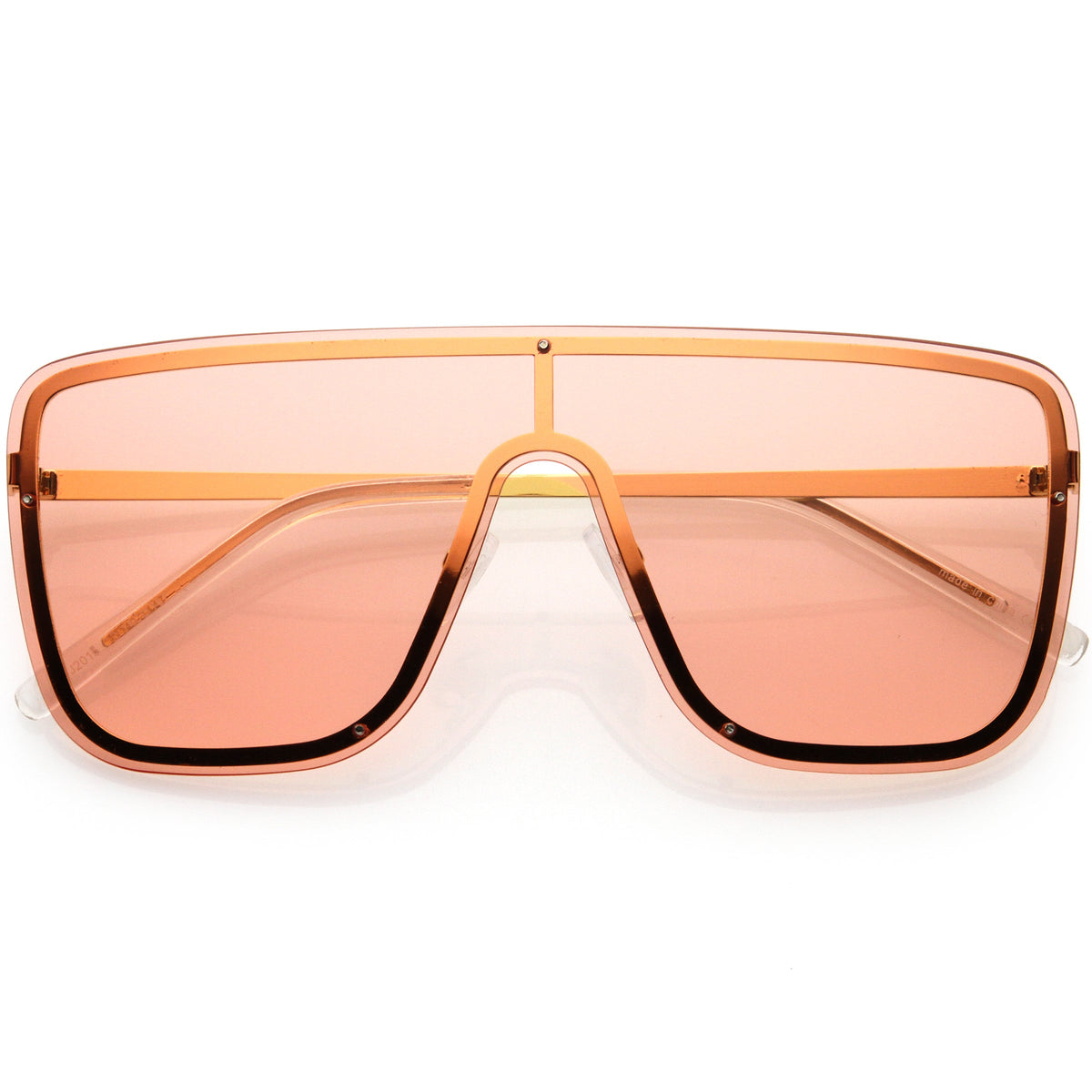 Sleek Oversize Full Rimless Flat Top Square Shield Sunglasses D106