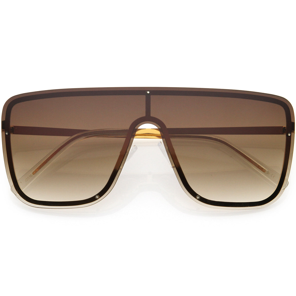 Sleek Oversize Full Rimless Flat Top Square Shield Sunglasses D106