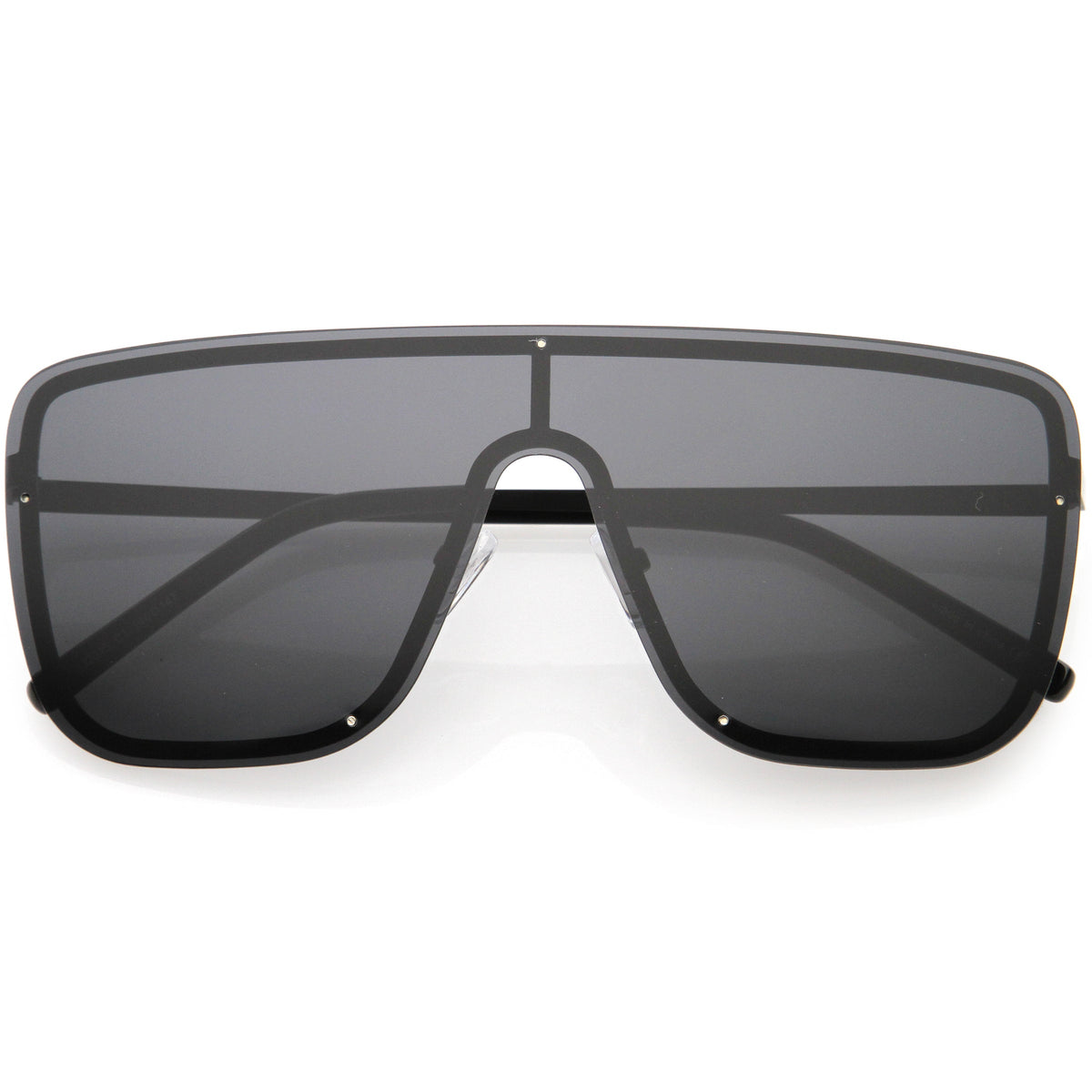 Sleek Oversize Full Rimless Flat Top Square Shield Sunglasses D106