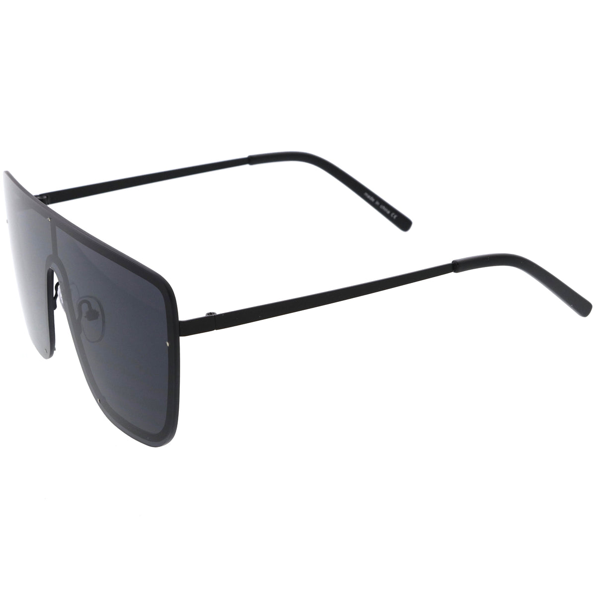 Sleek Oversize Full Rimless Flat Top Square Shield Sunglasses D106