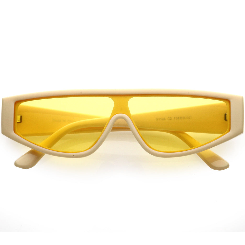 Cyber Chunky Flat Top Shield Mono Lens Sunglasses D107