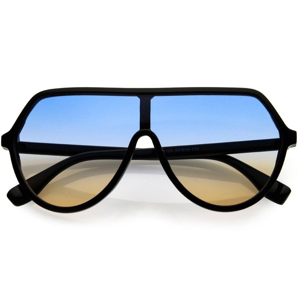 Oversized Contemporary Fashion Geometric Shield Sunglasses D112