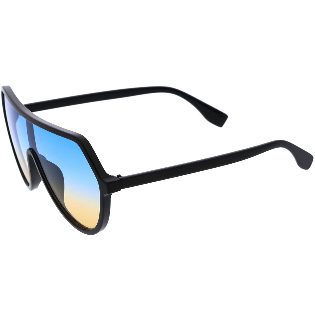 Oversized Contemporary Fashion Geometric Shield Sunglasses D112