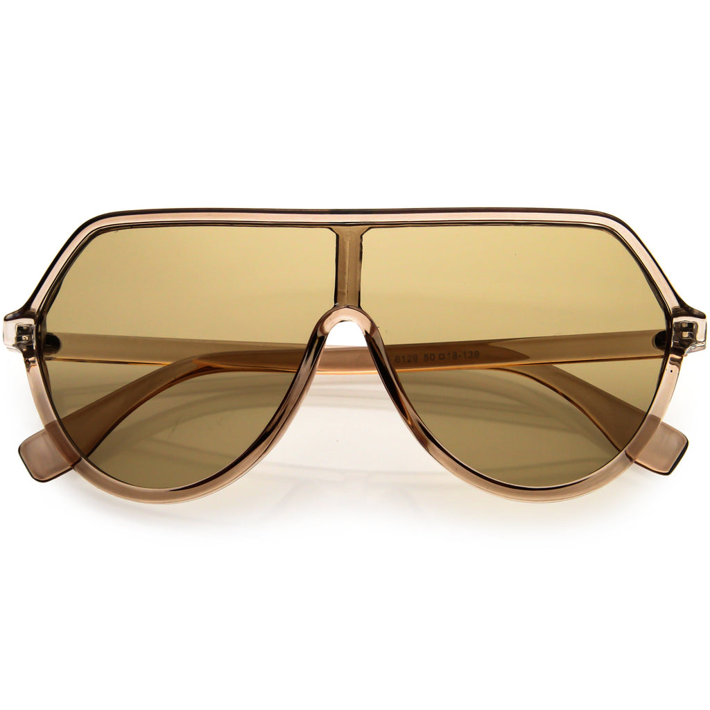 Oversized Contemporary Fashion Geometric Shield Sunglasses D112