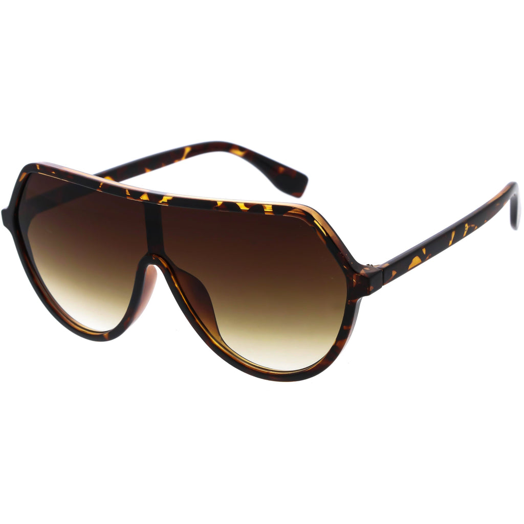 Oversized Contemporary Fashion Geometric Shield Sunglasses D112