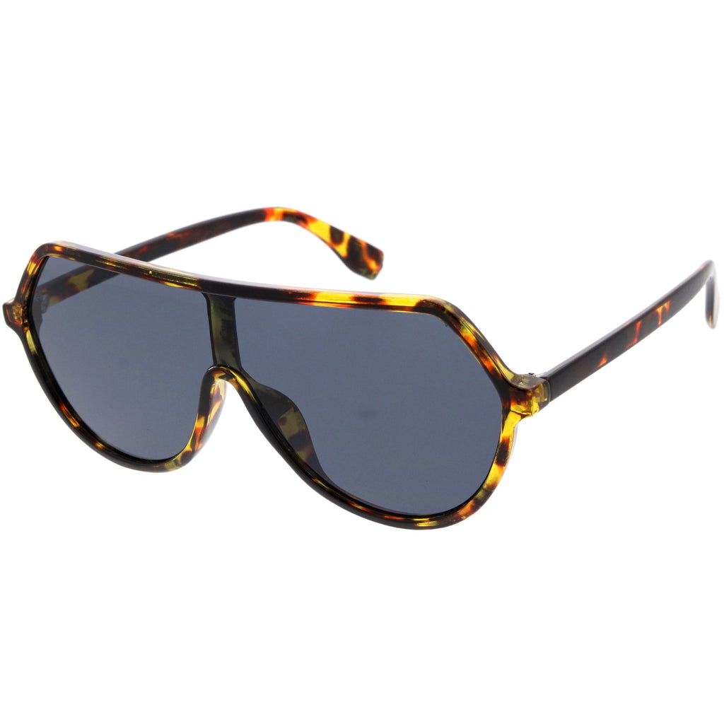 Oversized Contemporary Fashion Geometric Shield Sunglasses D112