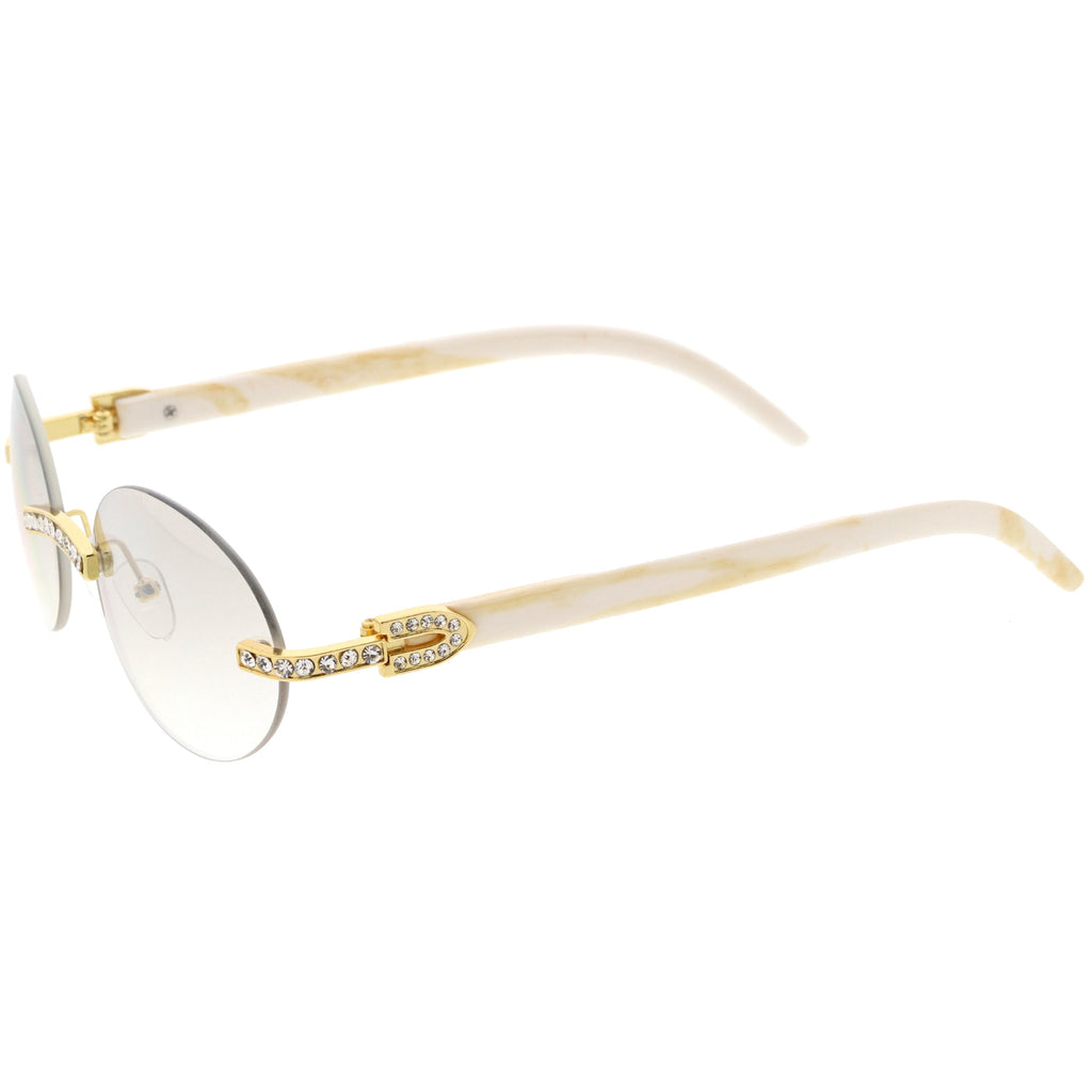Premium Rhinestones Decorated Oval Sunglasses D125