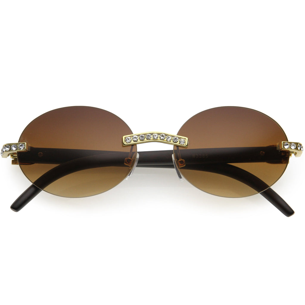 Premium Rhinestones Decorated Oval Sunglasses D125