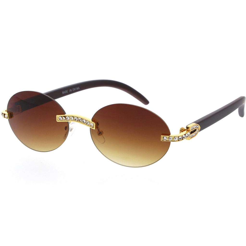 Premium Rhinestones Decorated Oval Sunglasses D125