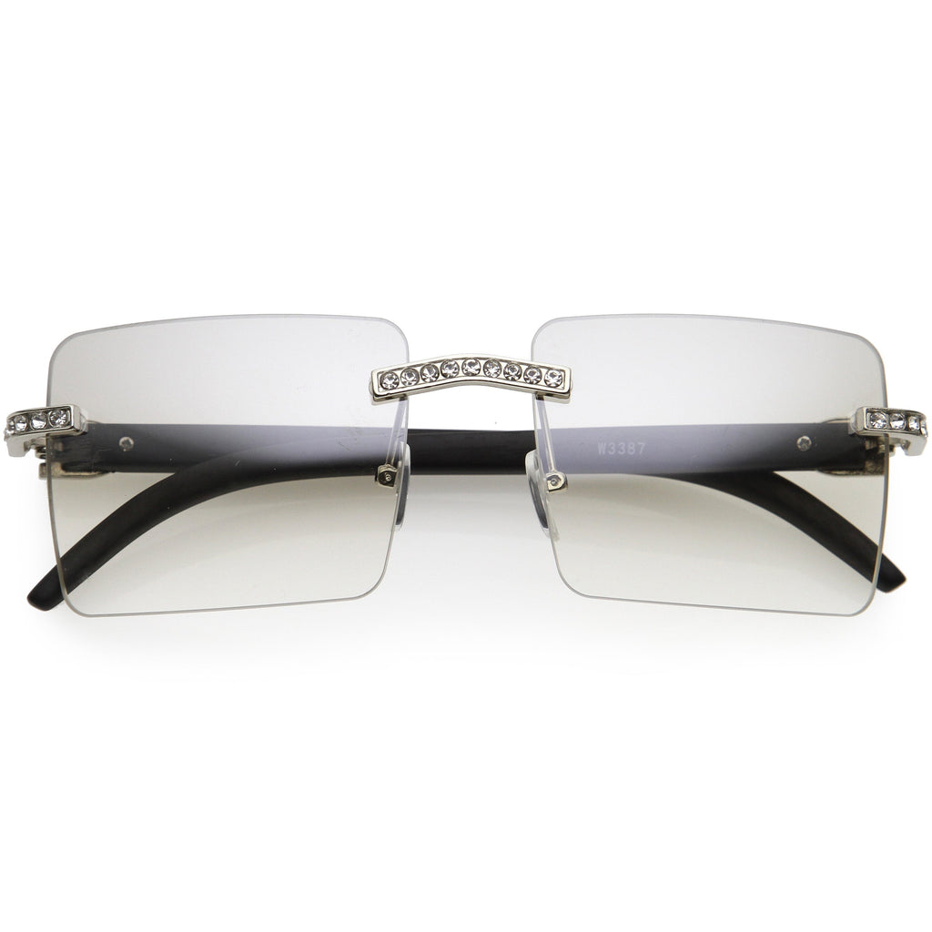 Premium Large Decorated Rhinestones Square Sunglasses D127