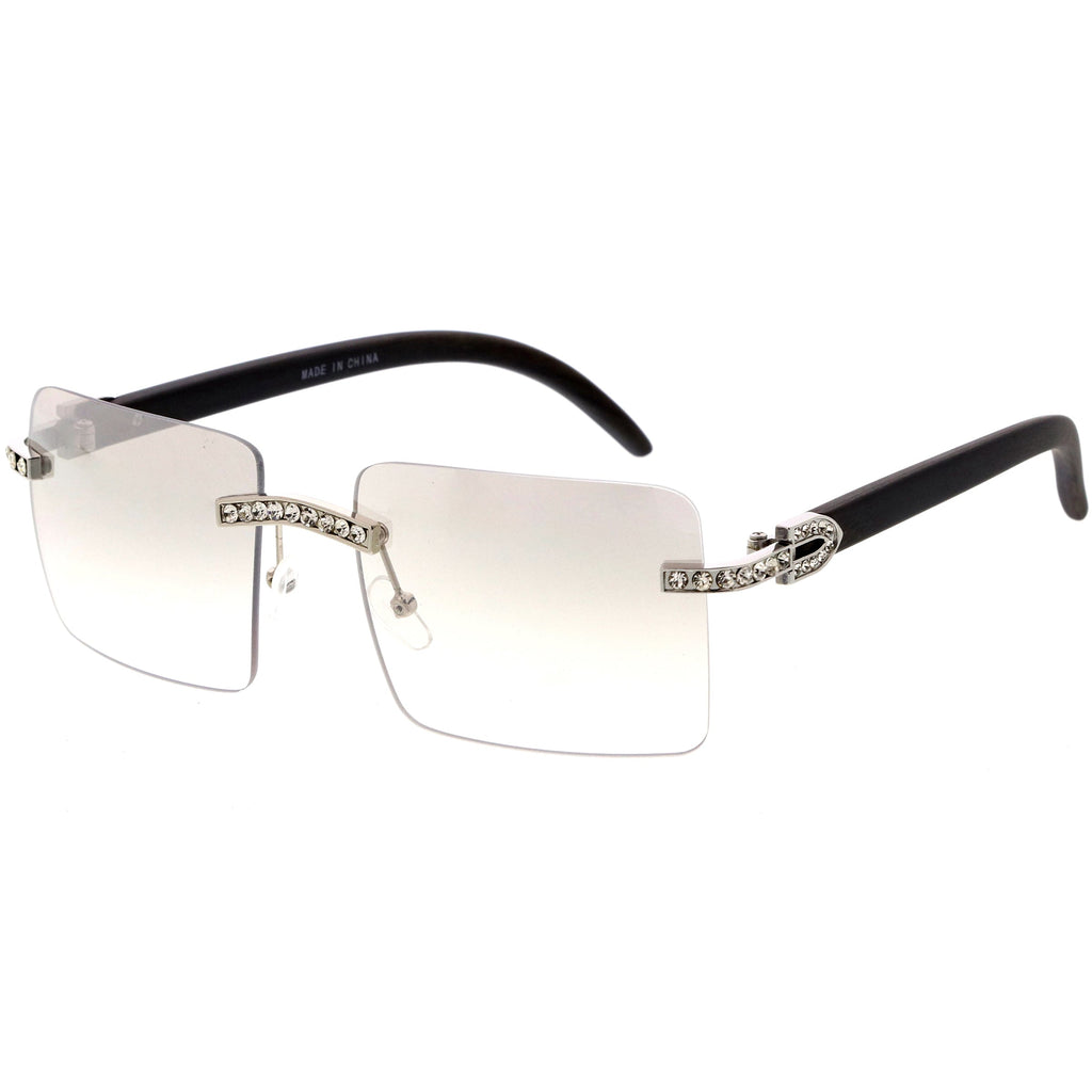 Premium Large Decorated Rhinestones Square Sunglasses D127