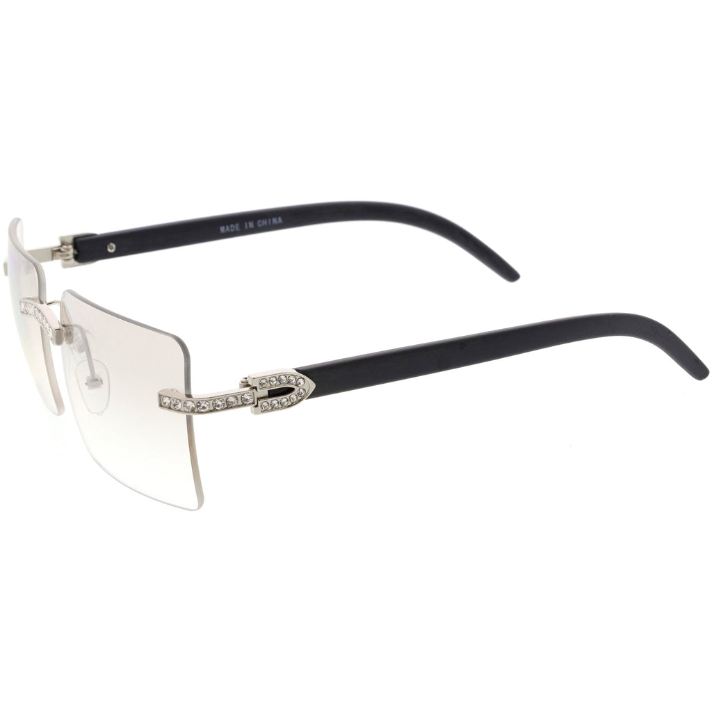 Premium Large Decorated Rhinestones Square Sunglasses D127