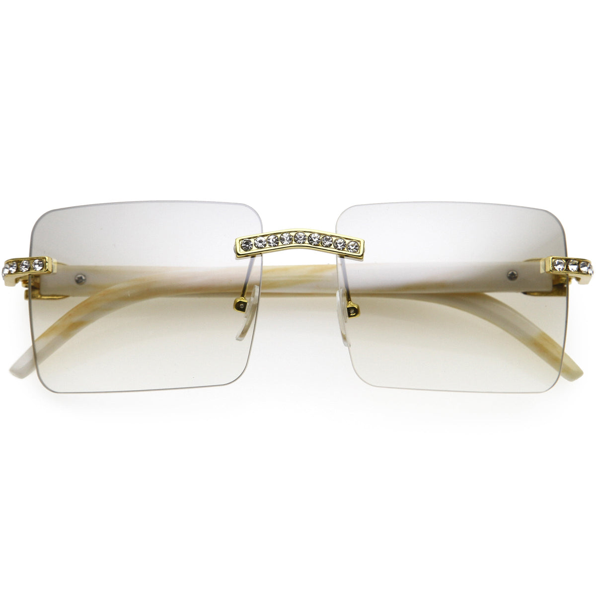 Premium Large Decorated Rhinestones Square Sunglasses D127