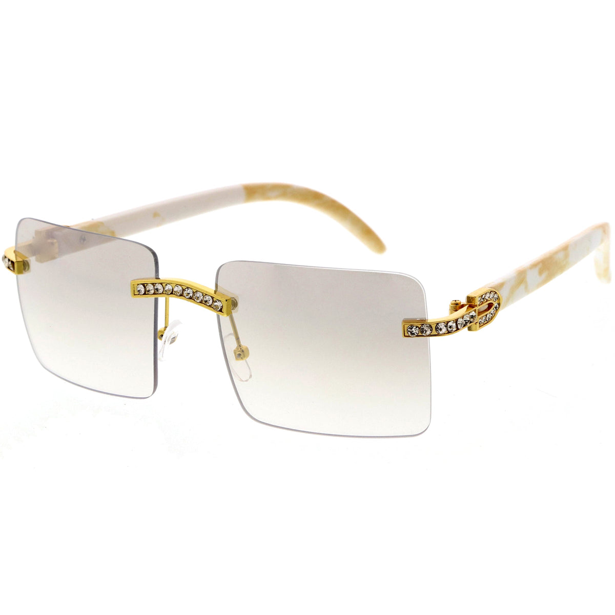 Premium Large Decorated Rhinestones Square Sunglasses D127