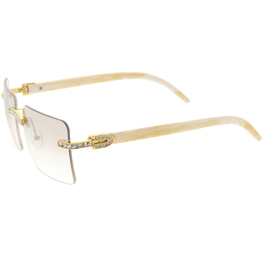 Premium Large Decorated Rhinestones Square Sunglasses D127