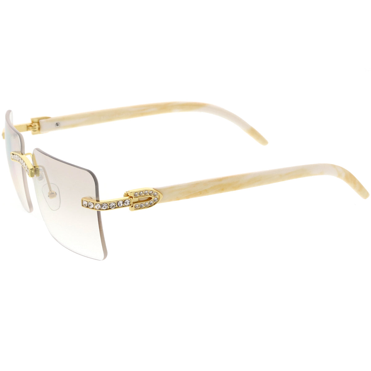 Premium Large Decorated Rhinestones Square Sunglasses D127