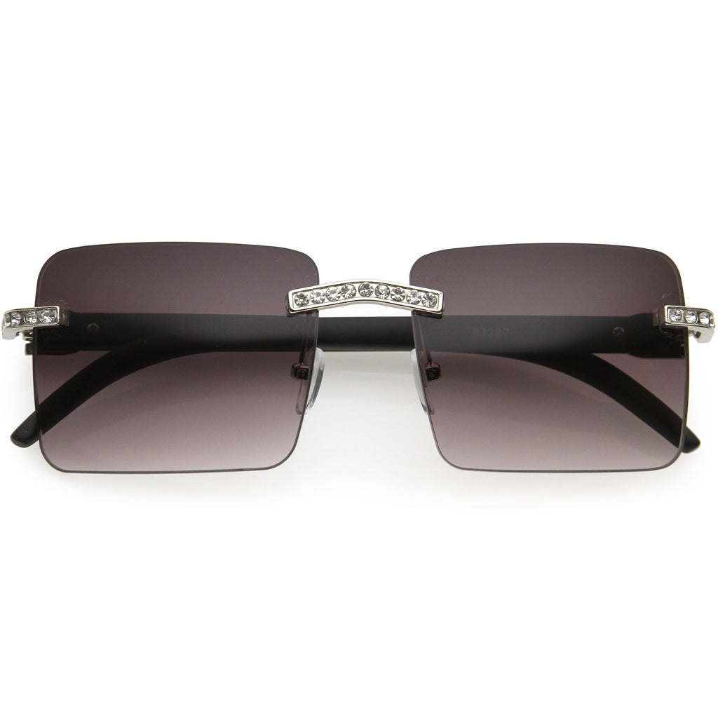 Premium Large Decorated Rhinestones Square Sunglasses D127