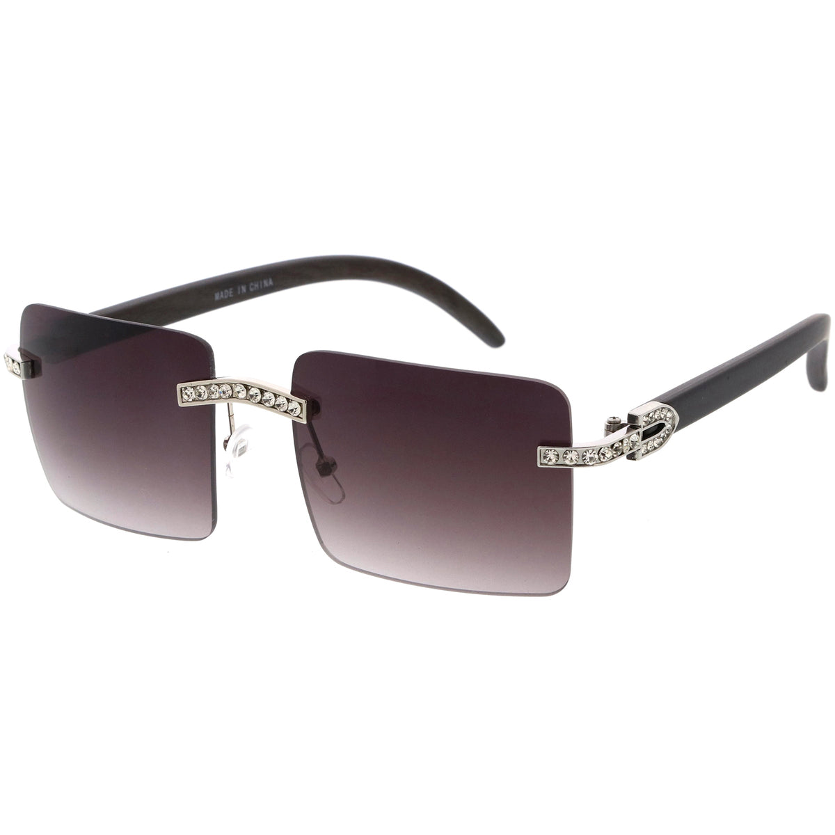 Premium Large Decorated Rhinestones Square Sunglasses D127