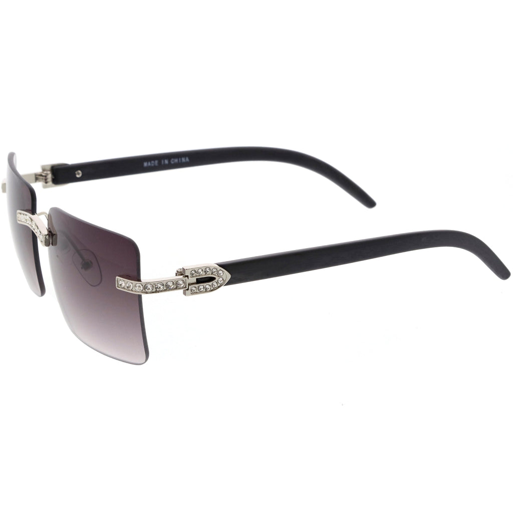 Premium Large Decorated Rhinestones Square Sunglasses D127