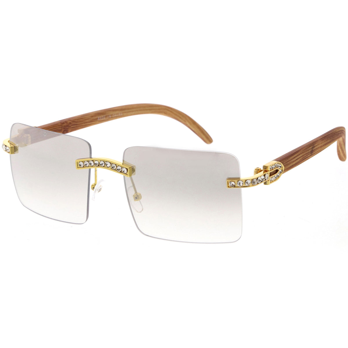Premium Large Decorated Rhinestones Square Sunglasses D127