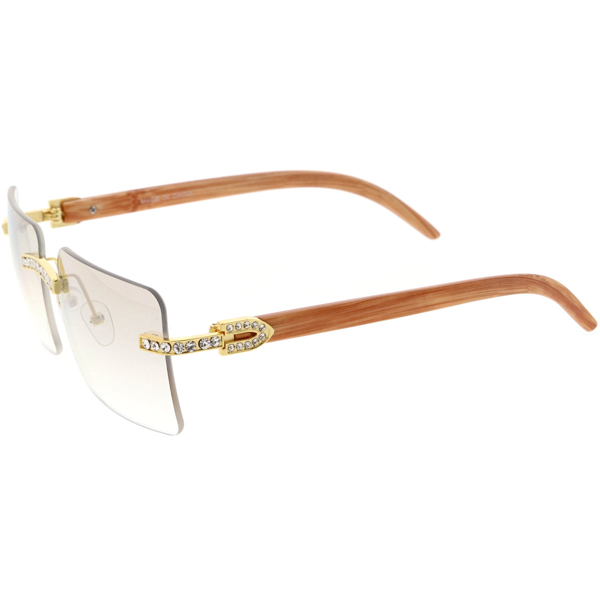 Premium Large Decorated Rhinestones Square Sunglasses D127