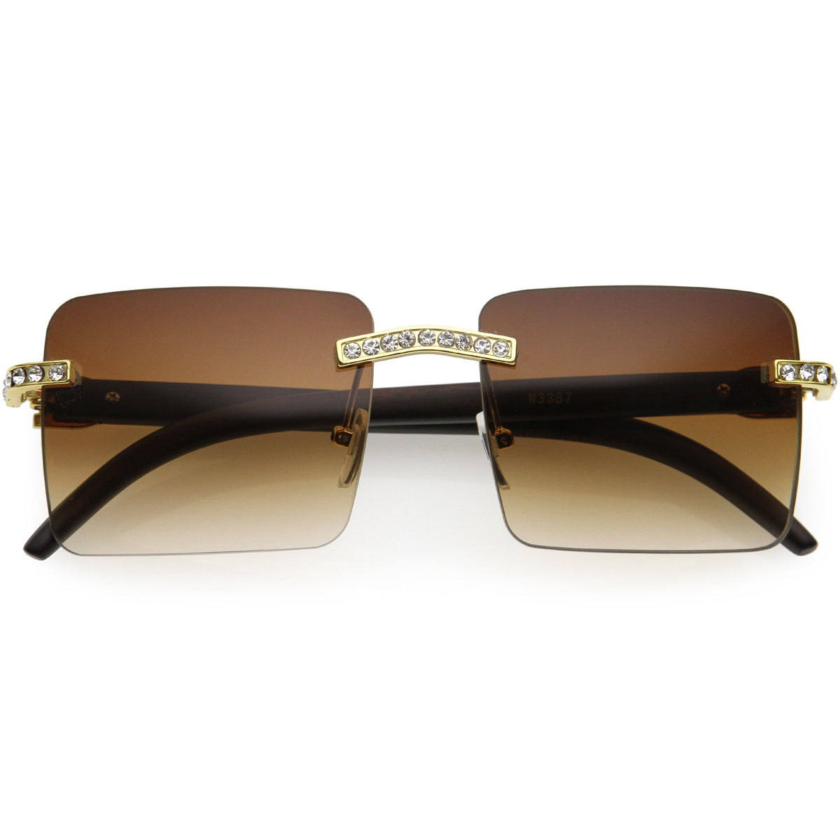 Premium Large Decorated Rhinestones Square Sunglasses D127