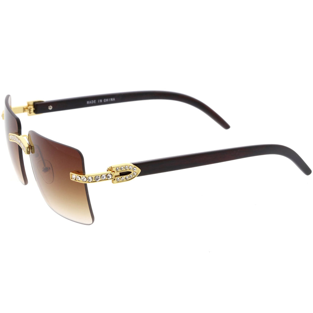 Premium Large Decorated Rhinestones Square Sunglasses D127