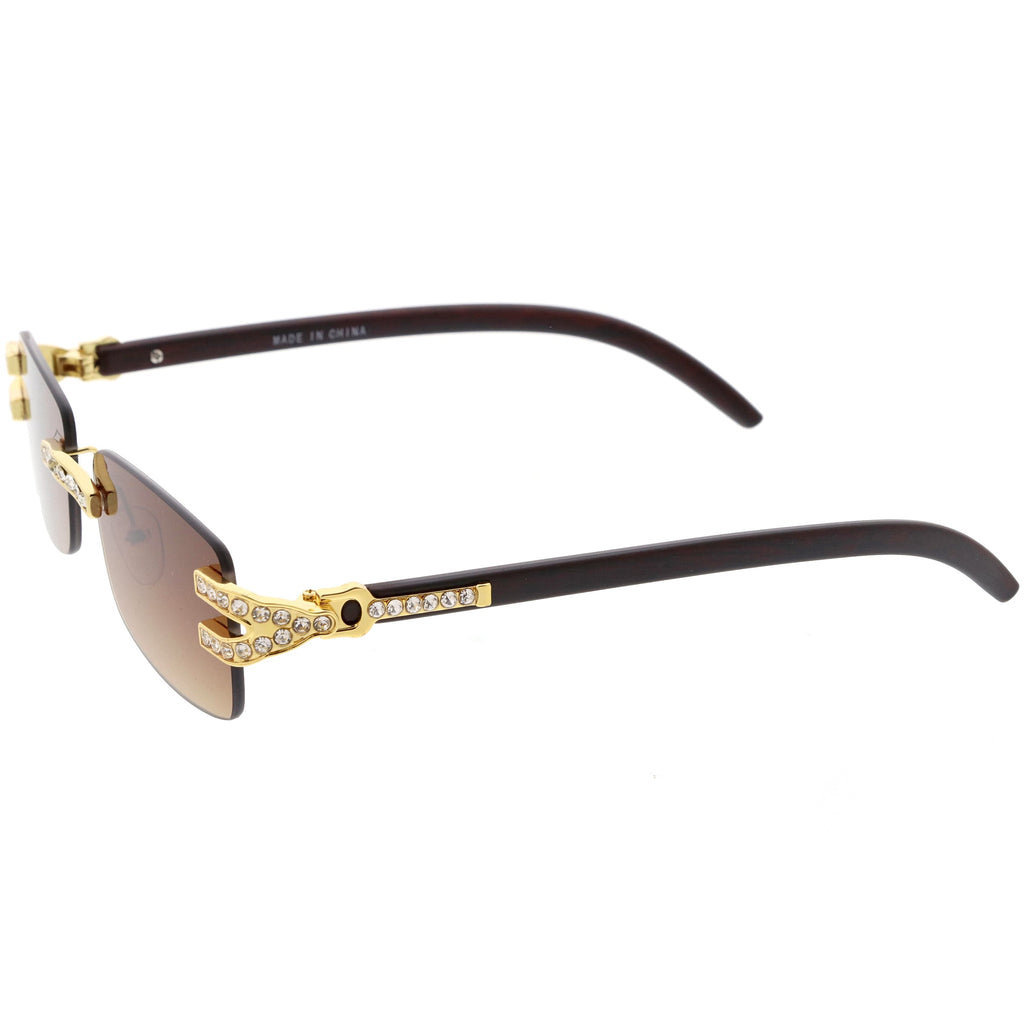 Double Rhinestones Decorated Premium Square Sunglasses D128