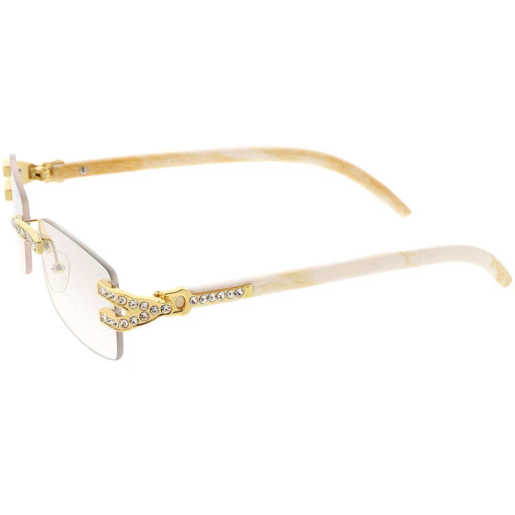 Double Rhinestones Decorated Premium Square Sunglasses D128