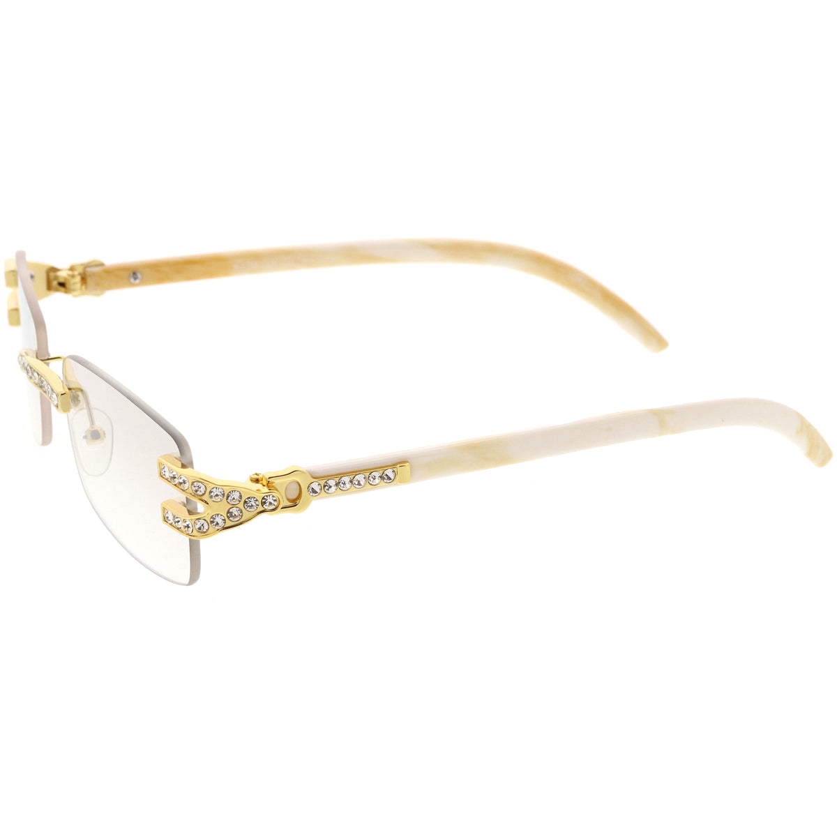 Double Rhinestones Decorated Premium Square Sunglasses D128