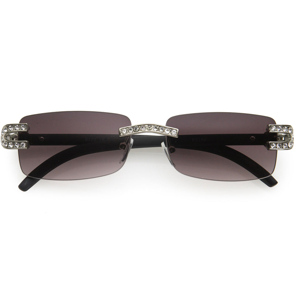 Double Rhinestones Decorated Premium Square Sunglasses D128