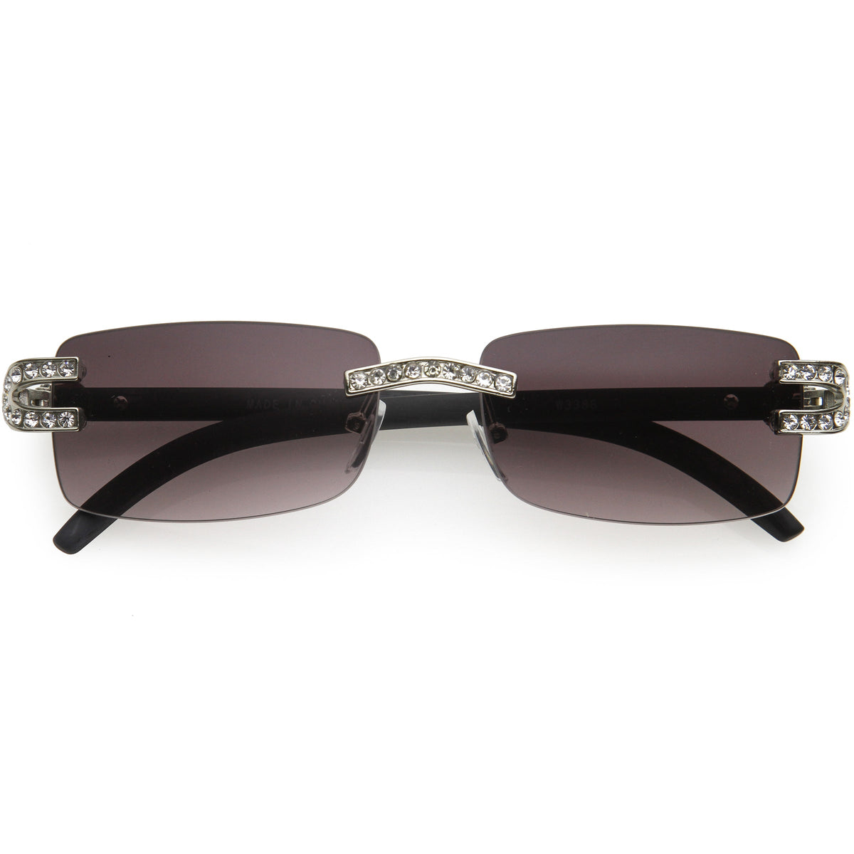 Double Rhinestones Decorated Premium Square Sunglasses D128