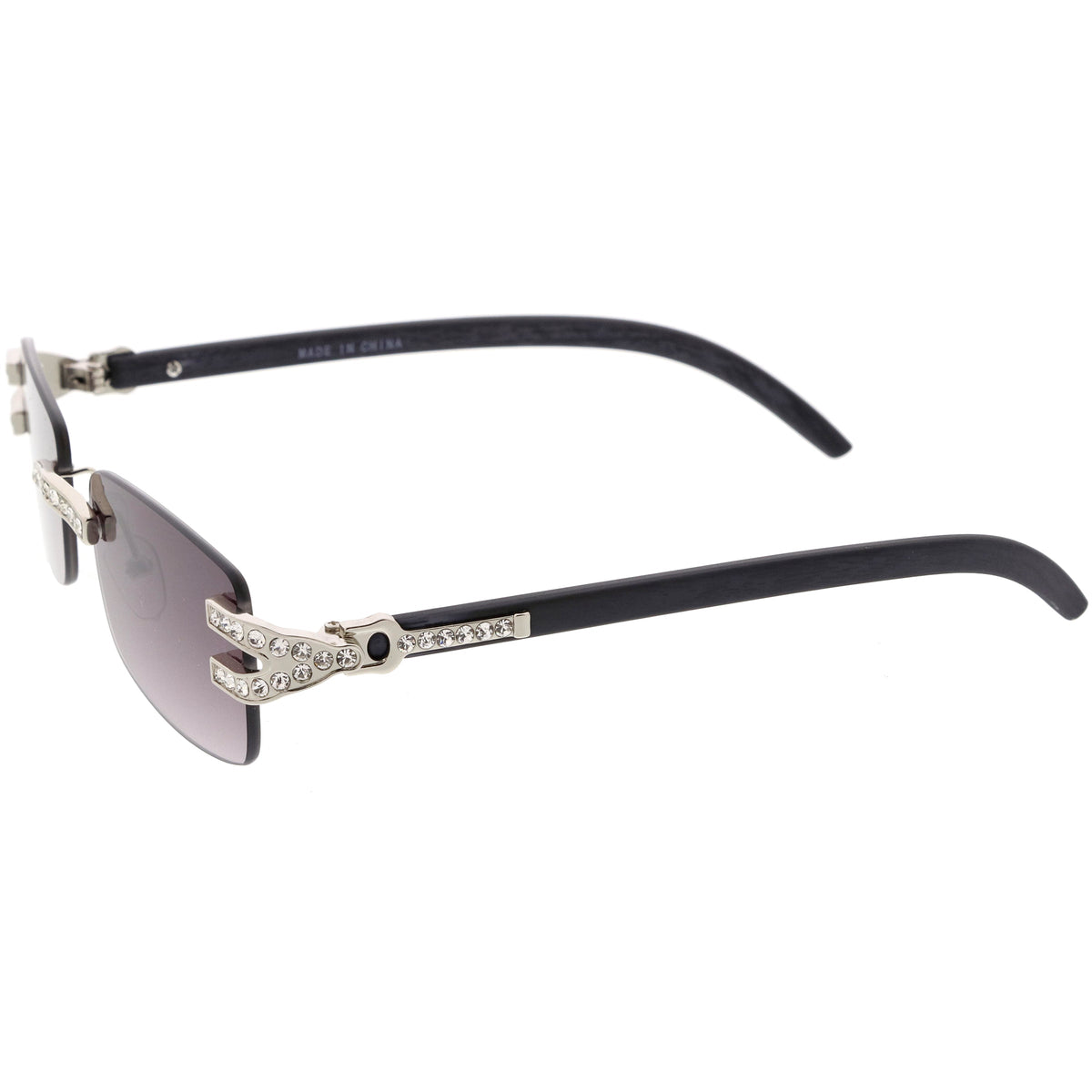 Double Rhinestones Decorated Premium Square Sunglasses D128