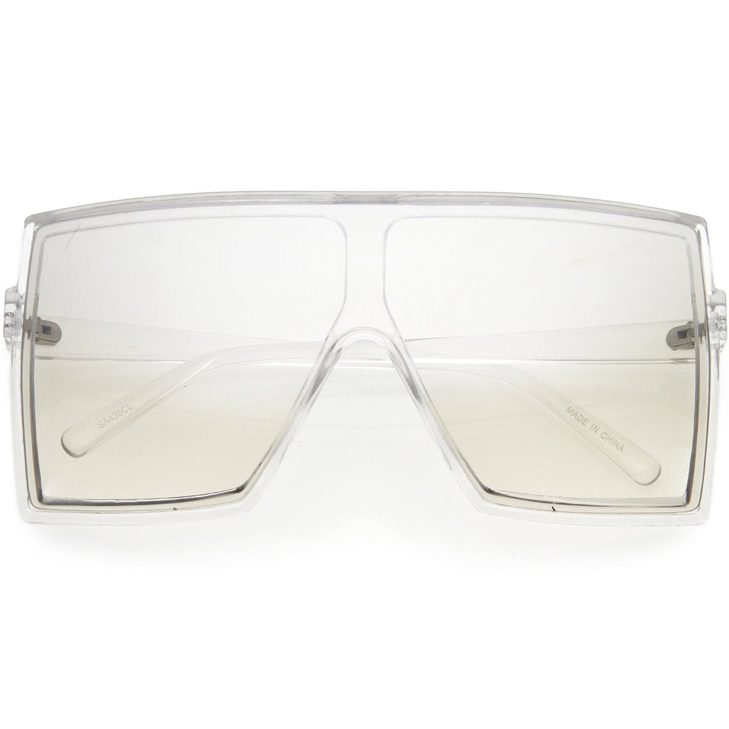 High Fashion Neutral Colored Lens Flat Top Square Sunglasses D130