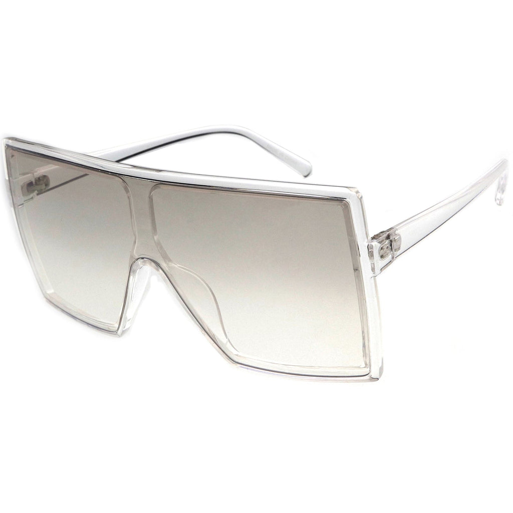 High Fashion Neutral Colored Lens Flat Top Square Sunglasses D130