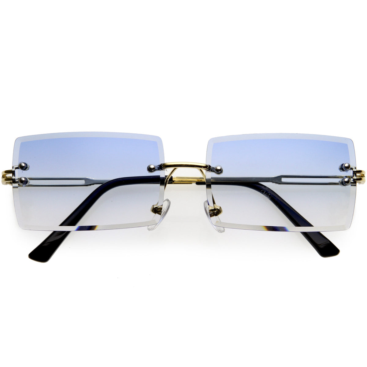 Luxe 90s Inspired Full Rimless Bevelled Lens Medium Square Sunglasses D137