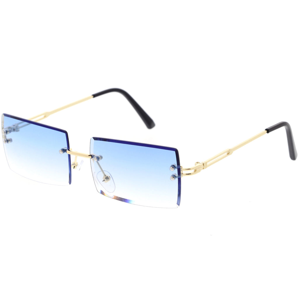 Luxe 90s Inspired Full Rimless Bevelled Lens Medium Square Sunglasses D137