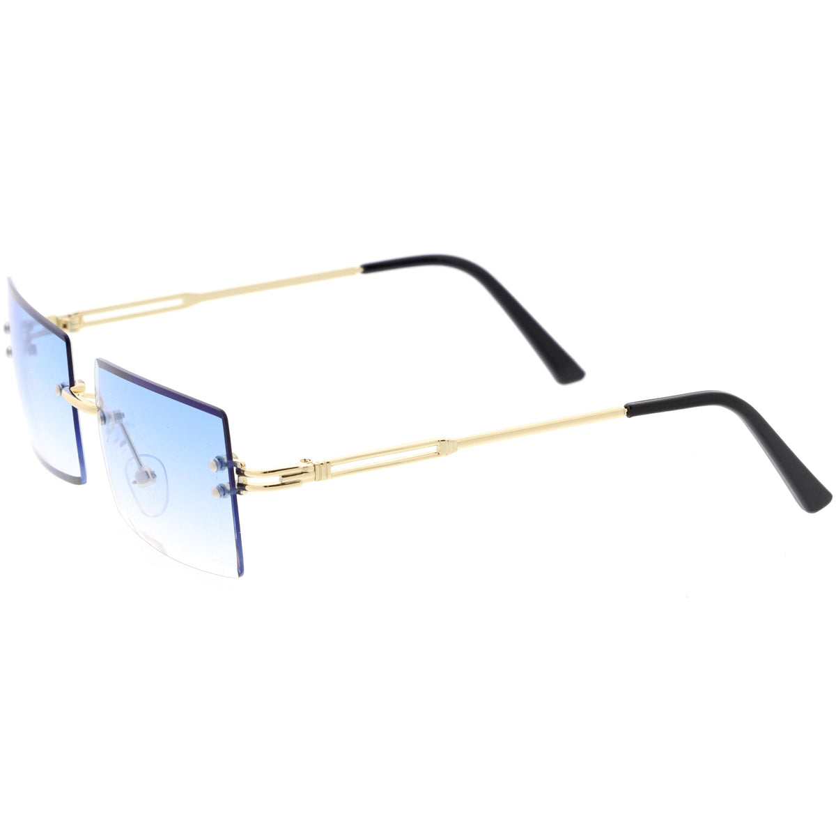 Luxe 90s Inspired Full Rimless Bevelled Lens Medium Square Sunglasses D137