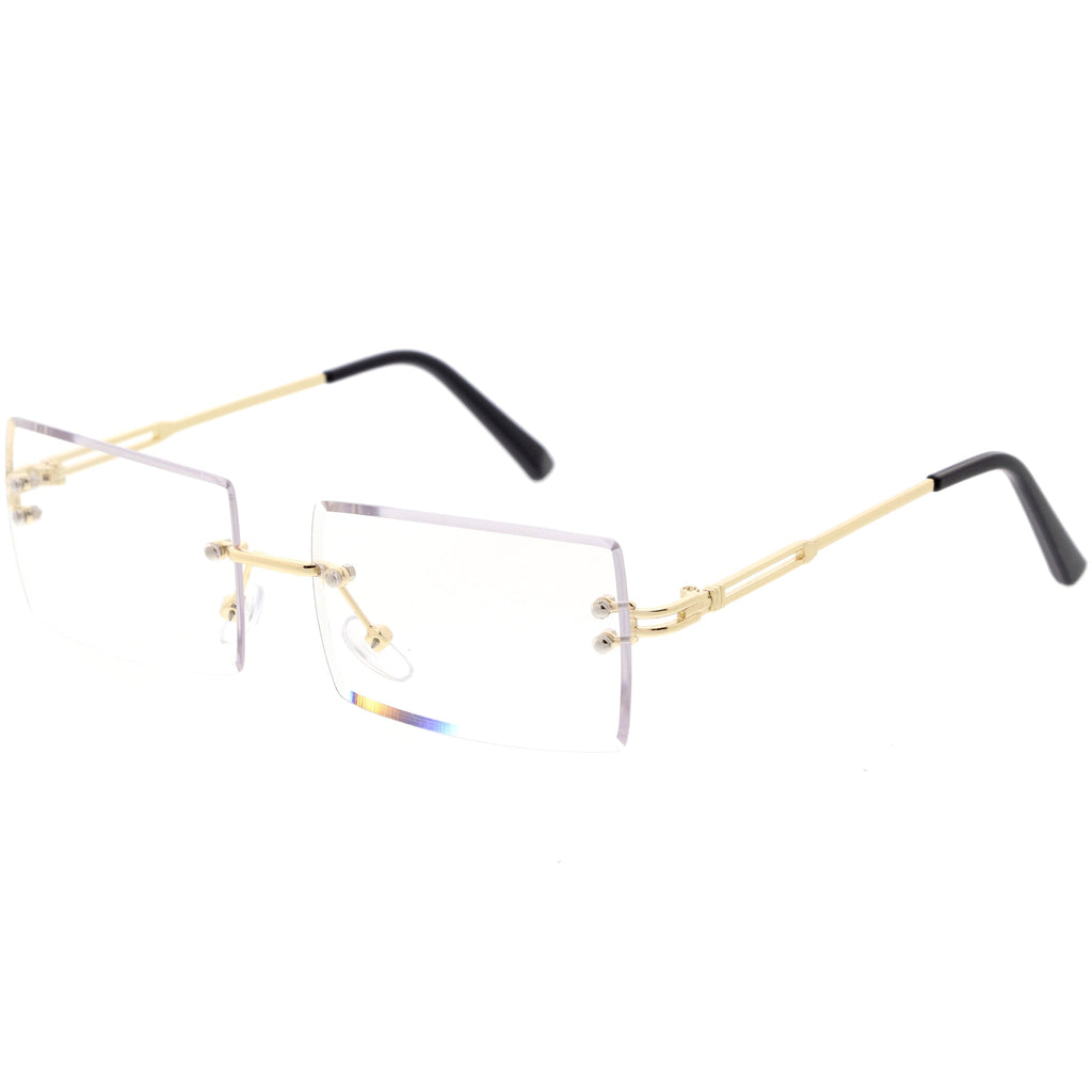 Luxe 90s Inspired Full Rimless Bevelled Lens Medium Square Sunglasses D137
