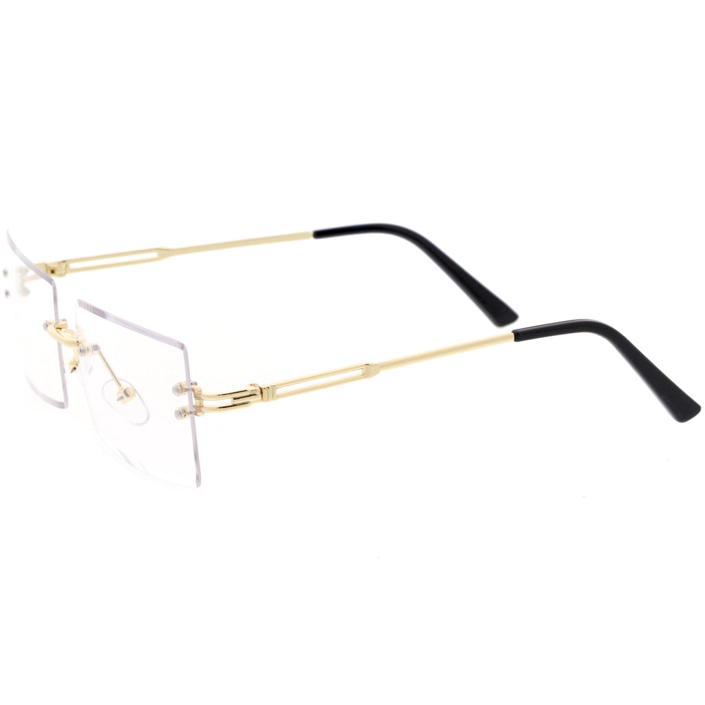 Luxe 90s Inspired Full Rimless Bevelled Lens Medium Square Sunglasses D137