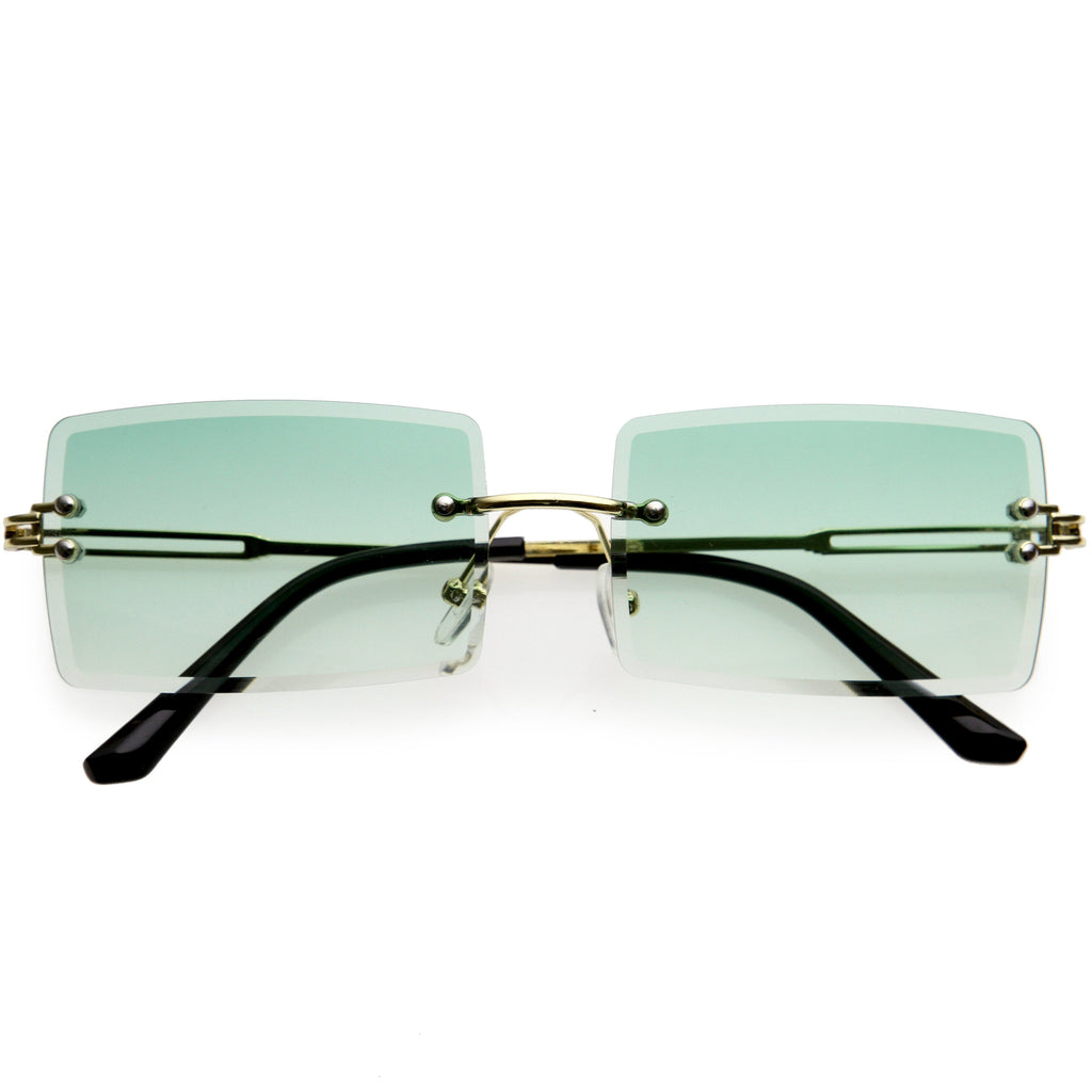 Luxe 90s Inspired Full Rimless Bevelled Lens Medium Square Sunglasses D137