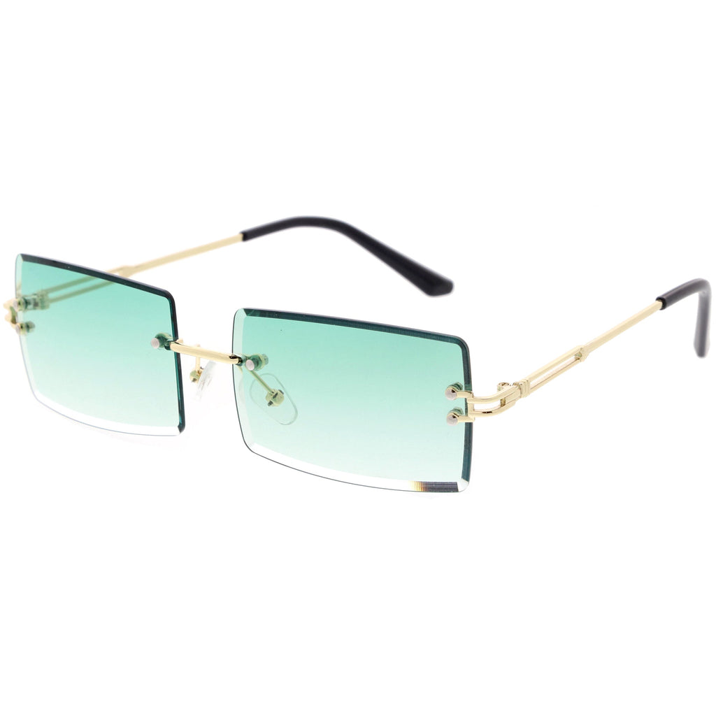 Luxe 90s Inspired Full Rimless Bevelled Lens Medium Square Sunglasses D137