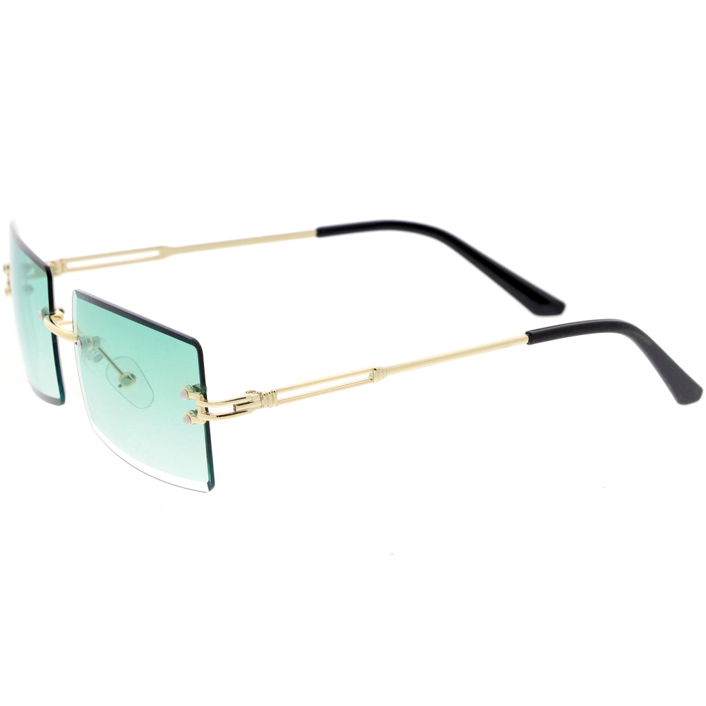 Luxe 90s Inspired Full Rimless Bevelled Lens Medium Square Sunglasses D137