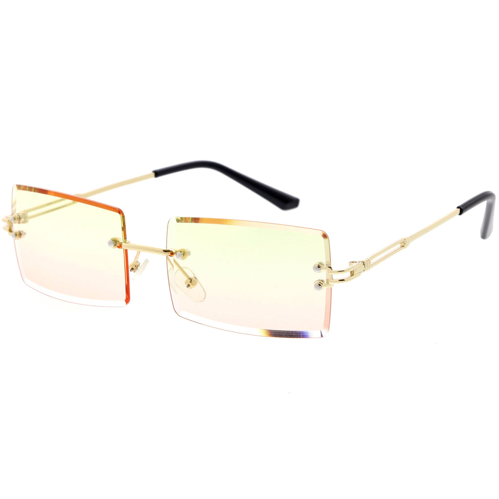 Luxe 90s Inspired Full Rimless Bevelled Lens Medium Square Sunglasses D137