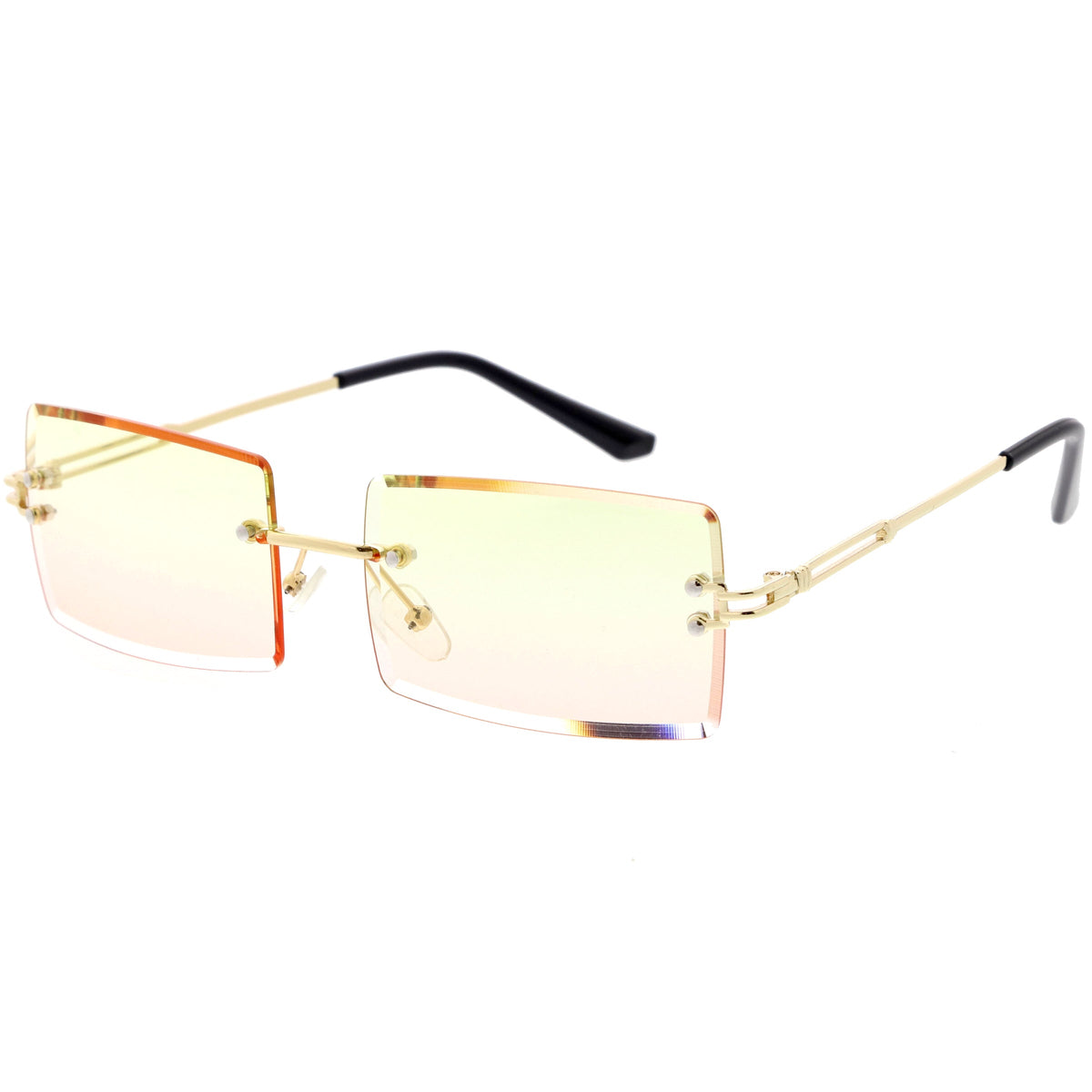 Luxe 90s Inspired Full Rimless Bevelled Lens Medium Square Sunglasses D137